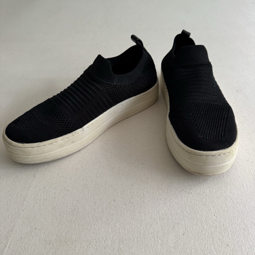 J Slides Shoes Women's Size 7 Hilo Knit Slip On Platform Sneakers Black Fabric - Picture 12 of 13
